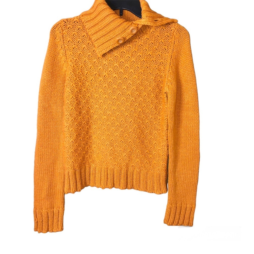 Zara Chunky Button Neck Sweater‎ Orange Size Medium